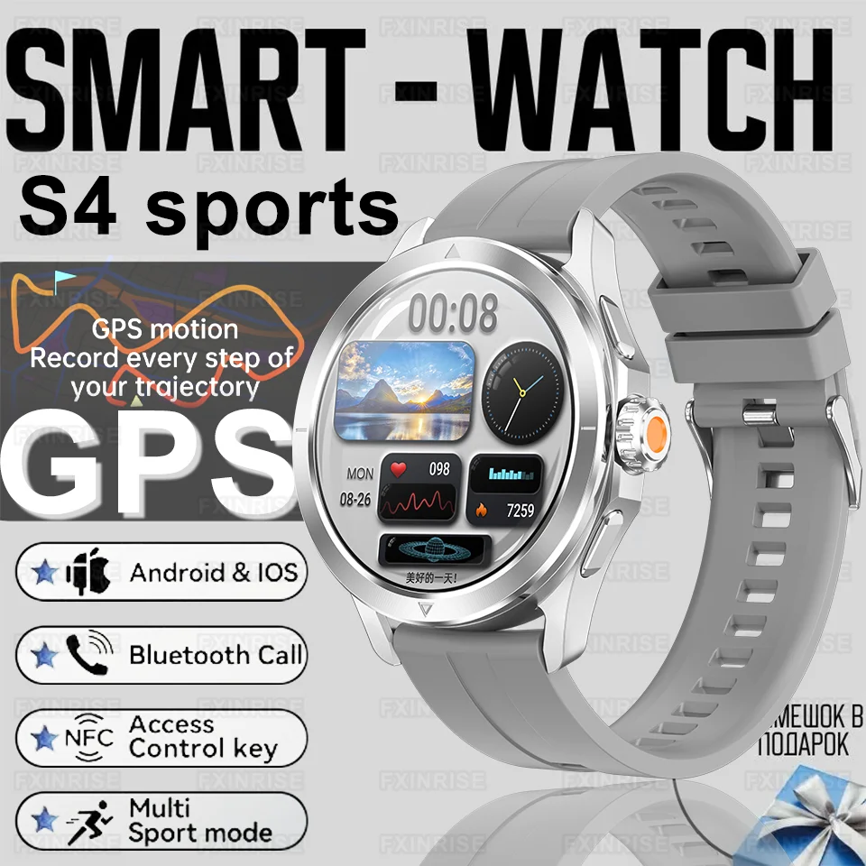 

New S4 Ultra Smart Watch Men AMOLED Outdoor Sports NFC GPS Compass Heart rate Waterproof Bluetooth Call Smartwatches For Xiaomi