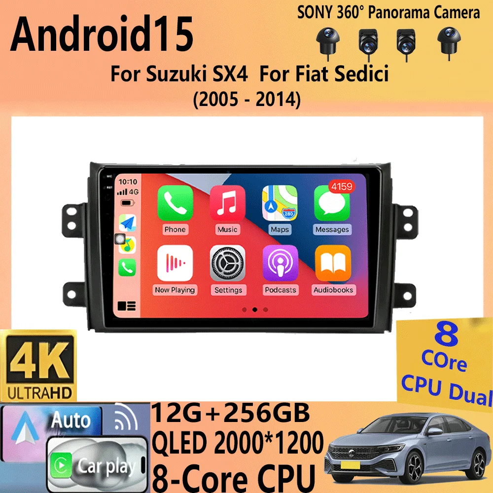 

Android 15 Car Radio for Suzuki SX4 2006-2013 Fiat Sedici 2005-2014 Multimedia Video Player Navigation 2din Carplay Stereo Audio