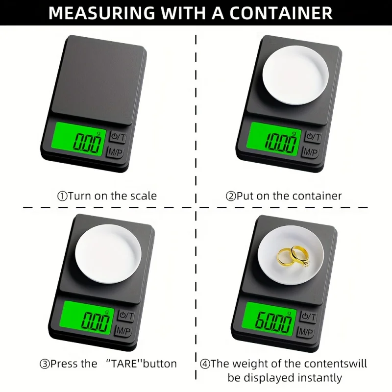 Mini Jewelry Scale 1000g  High Precision Portable  Multiple Measurement Unit Conversion Suitable for Kitchen MedicineJewelry