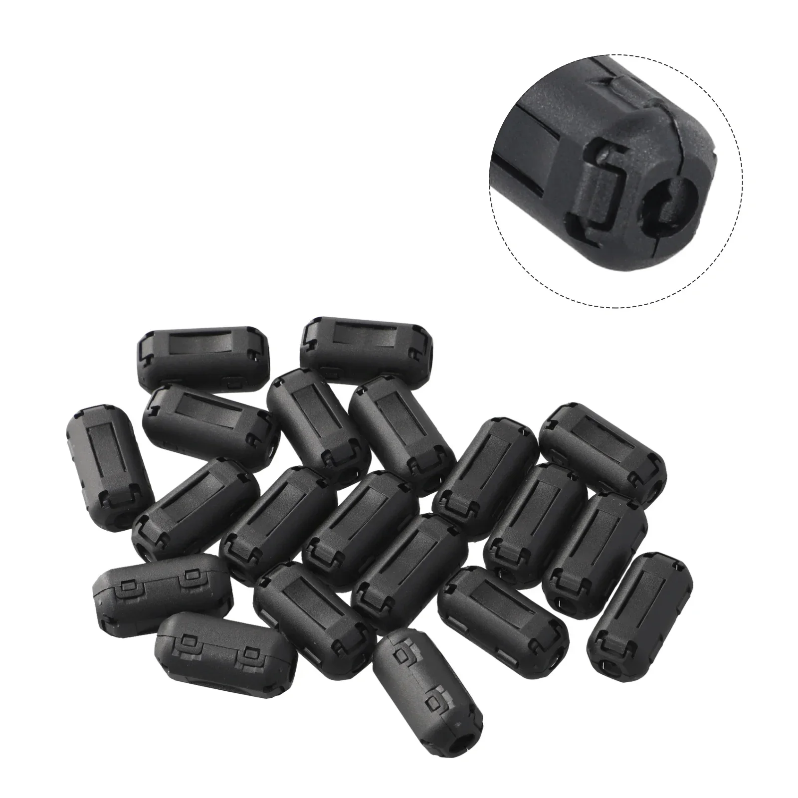 20pcs 5mm Clip-on Ferrite Ring Core Noise Suppressor Cable Clip Cable Active Components Filters For USB Audio Video PowerCord