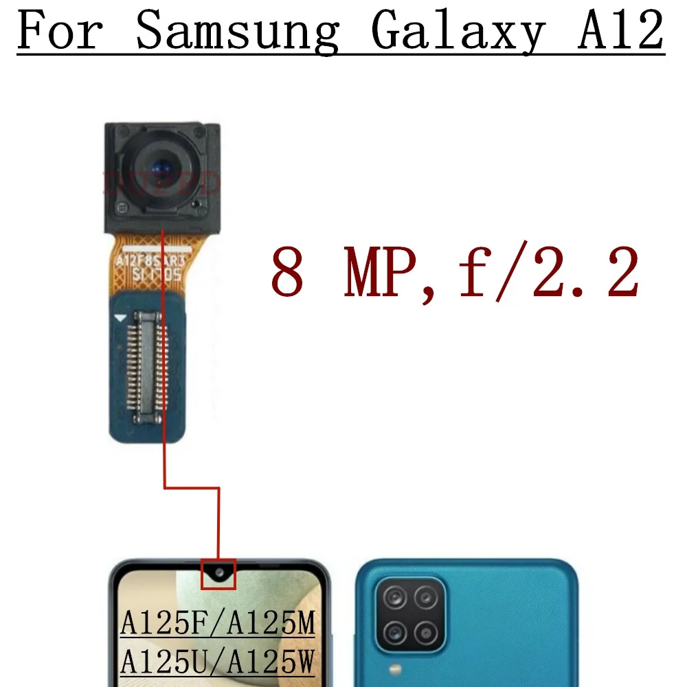 Rear Front Camera For Samsung Galaxy A12 A125 Selfie Facing Backside Frontal Back Camera Module Flex Repair Spare Parts