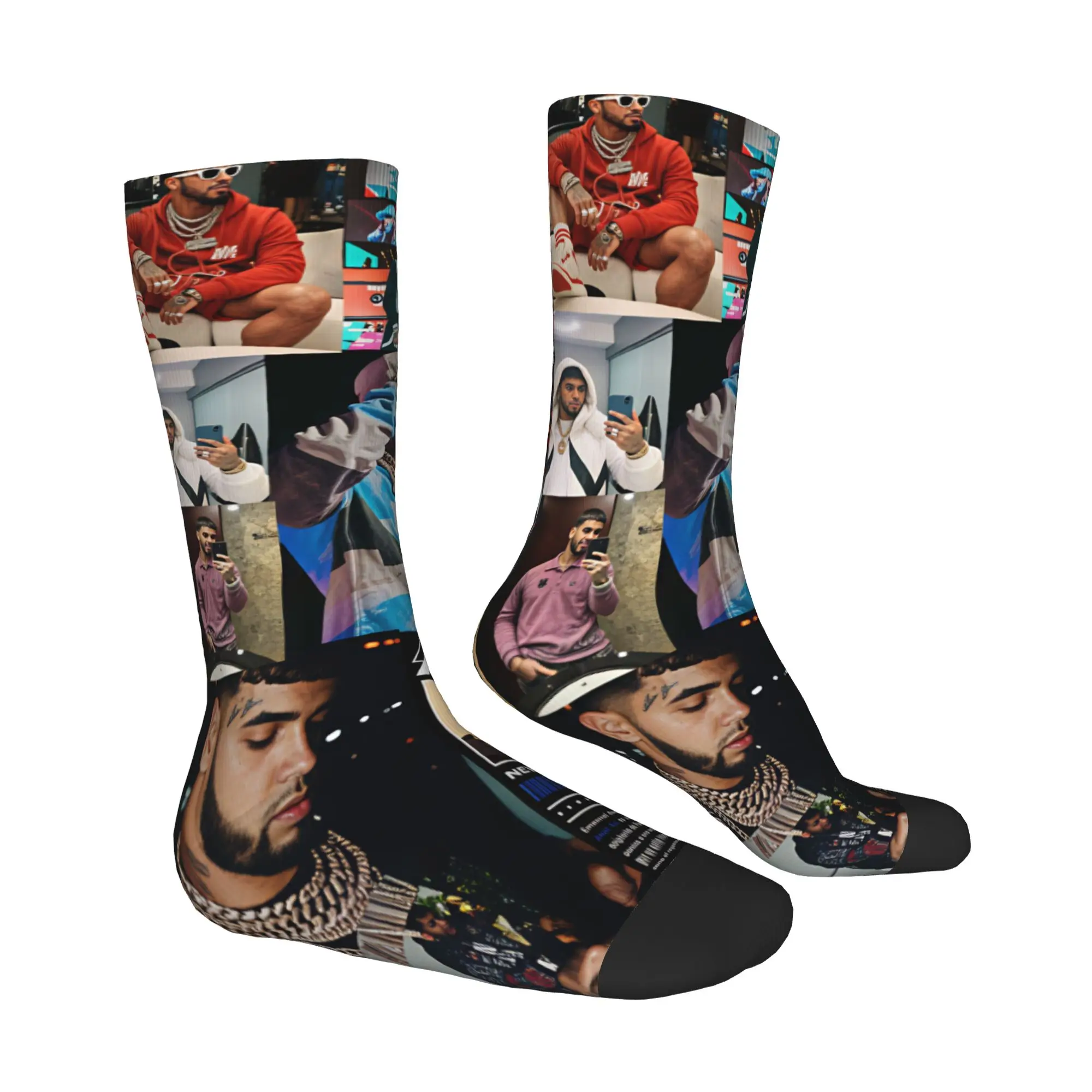 Funny A-Anuel AA Rapper Singer MIRAME Socks Women Men Warm 3D Printing  Basketball Sports Socks