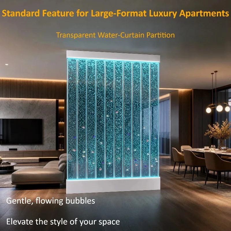 Bubble Water Wall Partition Freestanding Water Flow Screen Custom Decorative Divider For Villa Entry Hall Interior Space Layout