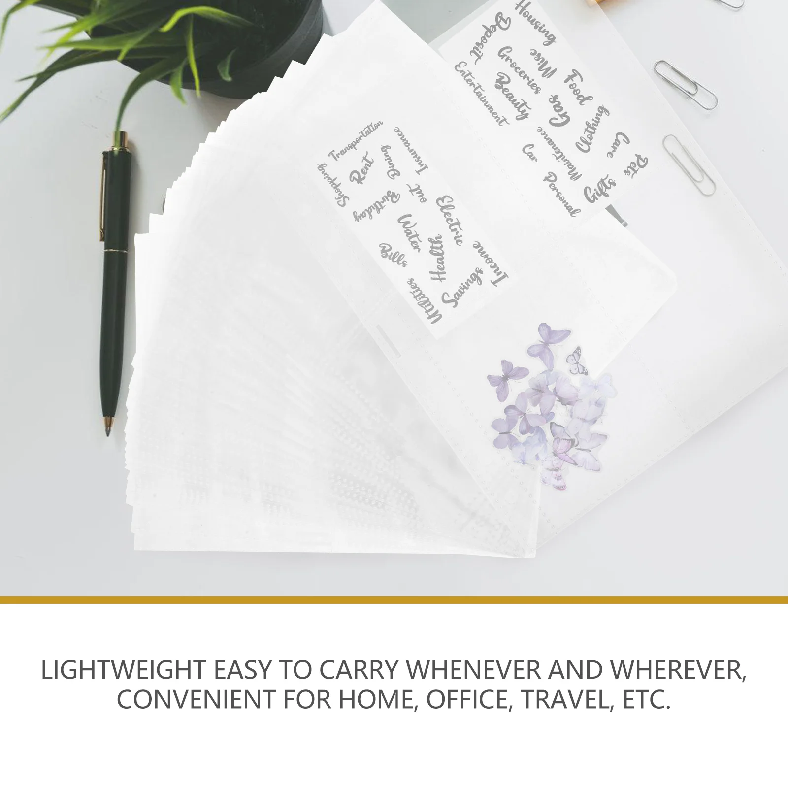 

25pcs Envelope Insert 25 Sheets PVC Budget Binder Pocket Reusable Replaceable ganizer for Cards Receipts Travel Office Home Use