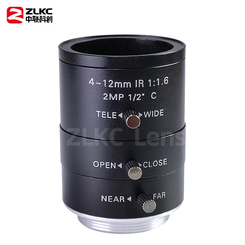 Macro Lens 4-12mm Varifocal C Mount HD Lens Manual Iris 1/2 Inch 2MP FA Optical Lens CCTV for Machine Vision Basler Camera