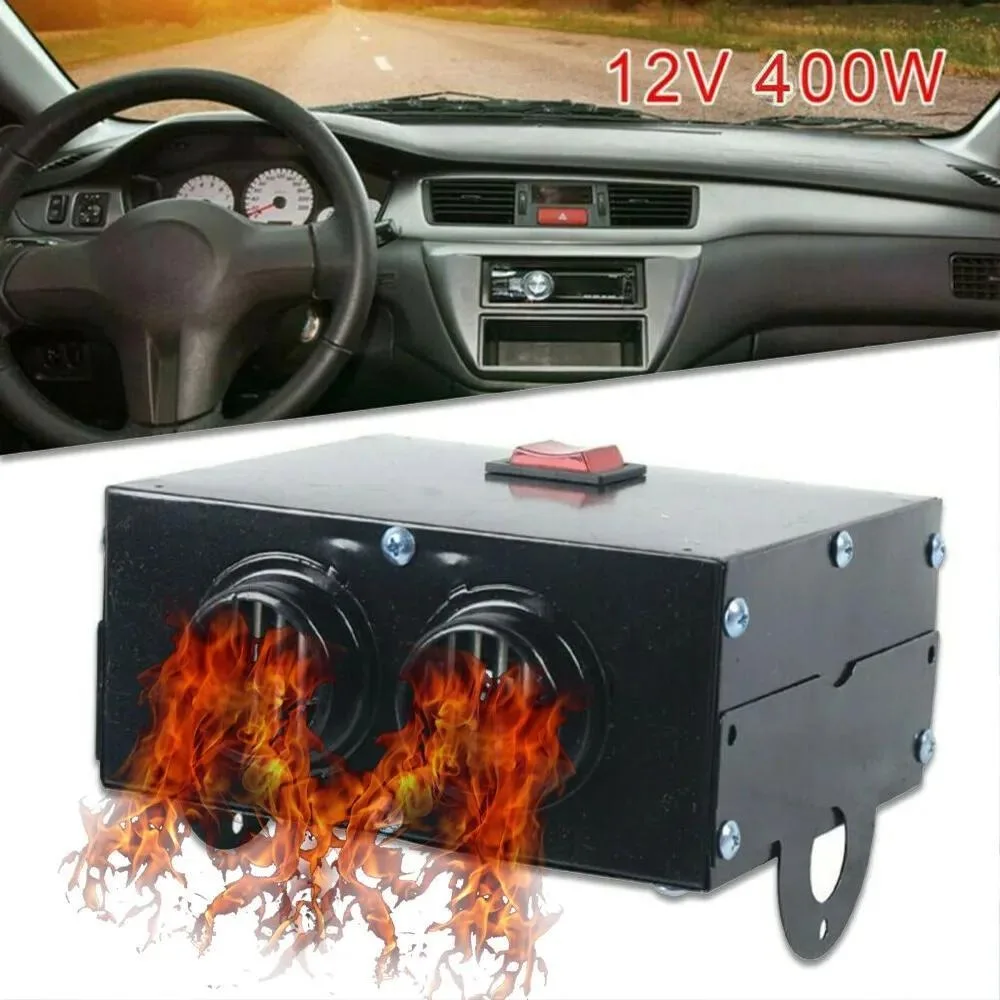 400W Electric Portable Car Heater 12V DC Heating Fan Defogger Defroster Demister Black