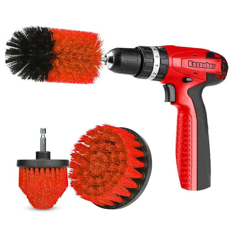 Escova Elétrica Broca Scrubber Set, Power Brush Kit, Macio, Banheiro, Cozinha, Auto Care, Ferramentas de Limpeza, Carro, 2 