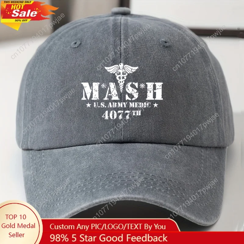 

Retro dad hat, outdoor casual sun hat, MASH 4077 stylish printed baseball cap