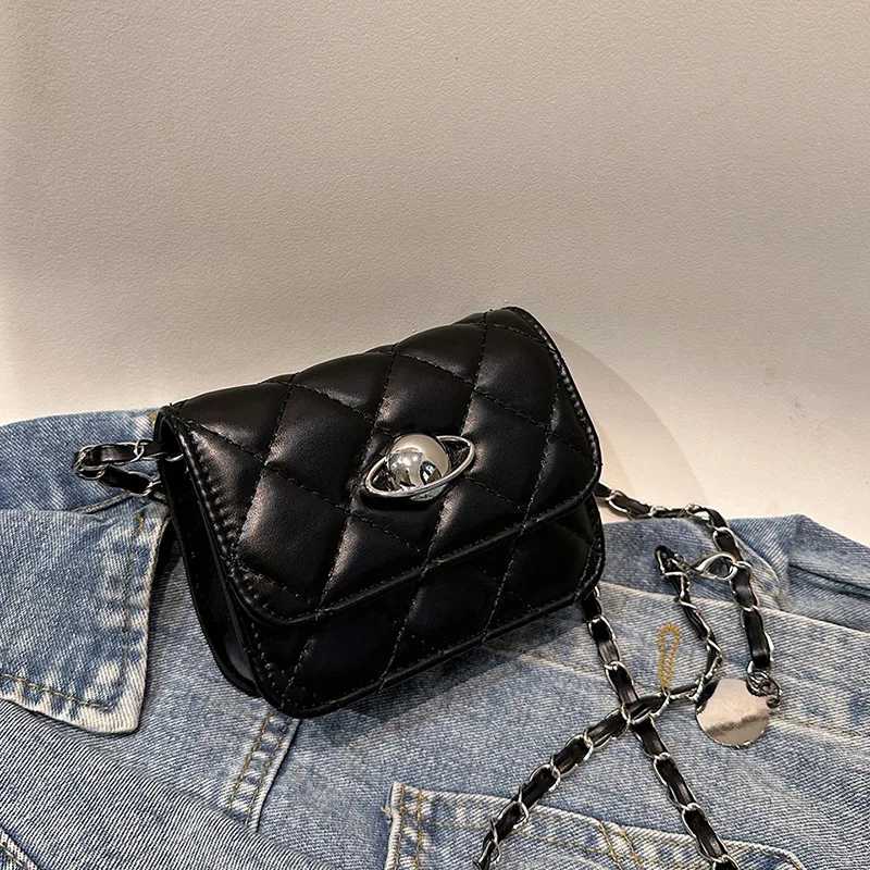 

Rhombus Grid Chain Small Square Bag Women's Premium Look Vintage Chic Minimalist Fashion Shoulder Messenger Bag