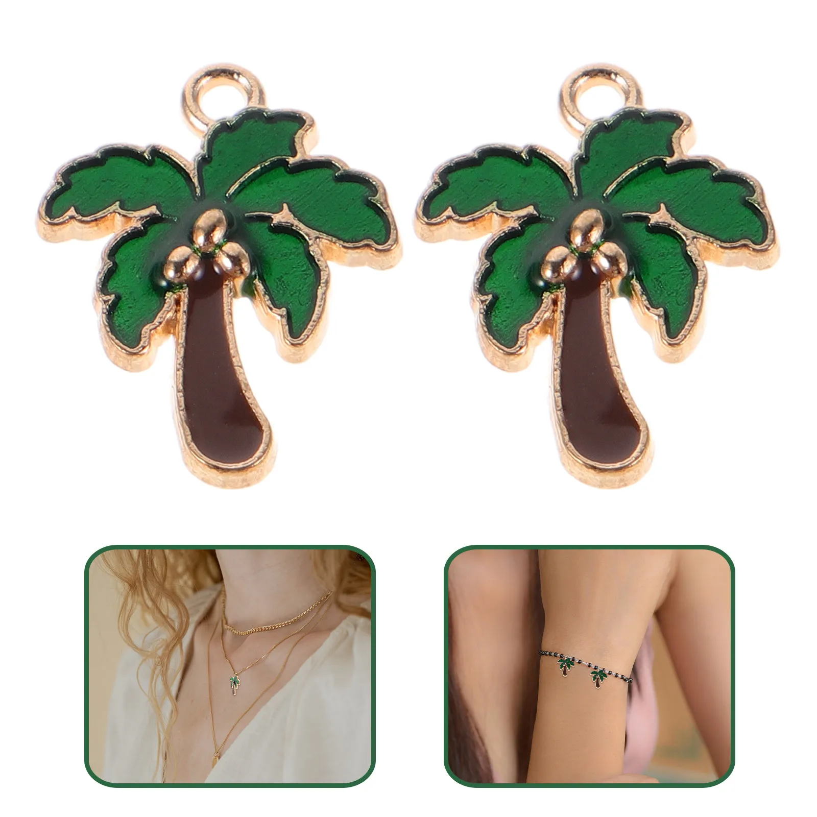 

Coconut Tree Enamel Pendant Alloy Charming Tropical Design for DIY Jewelry Necklace Earrings Bracelet Keychain Accessories