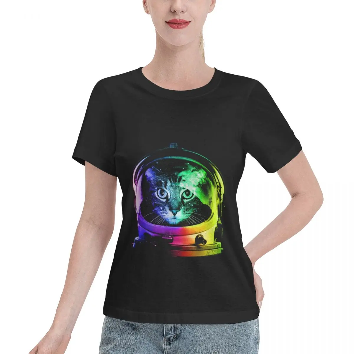 Value Pack Astronaut Cat Women's T-shirt Y2K Trendy Basic Tee