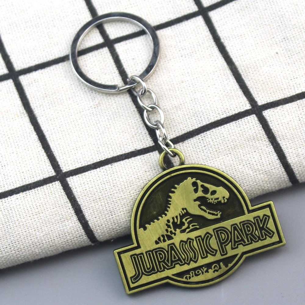 Jurassic Park Dinosaur Key Chain Jurassic World Pendant Metal Keyrings Holde For Women Men Chaveiro