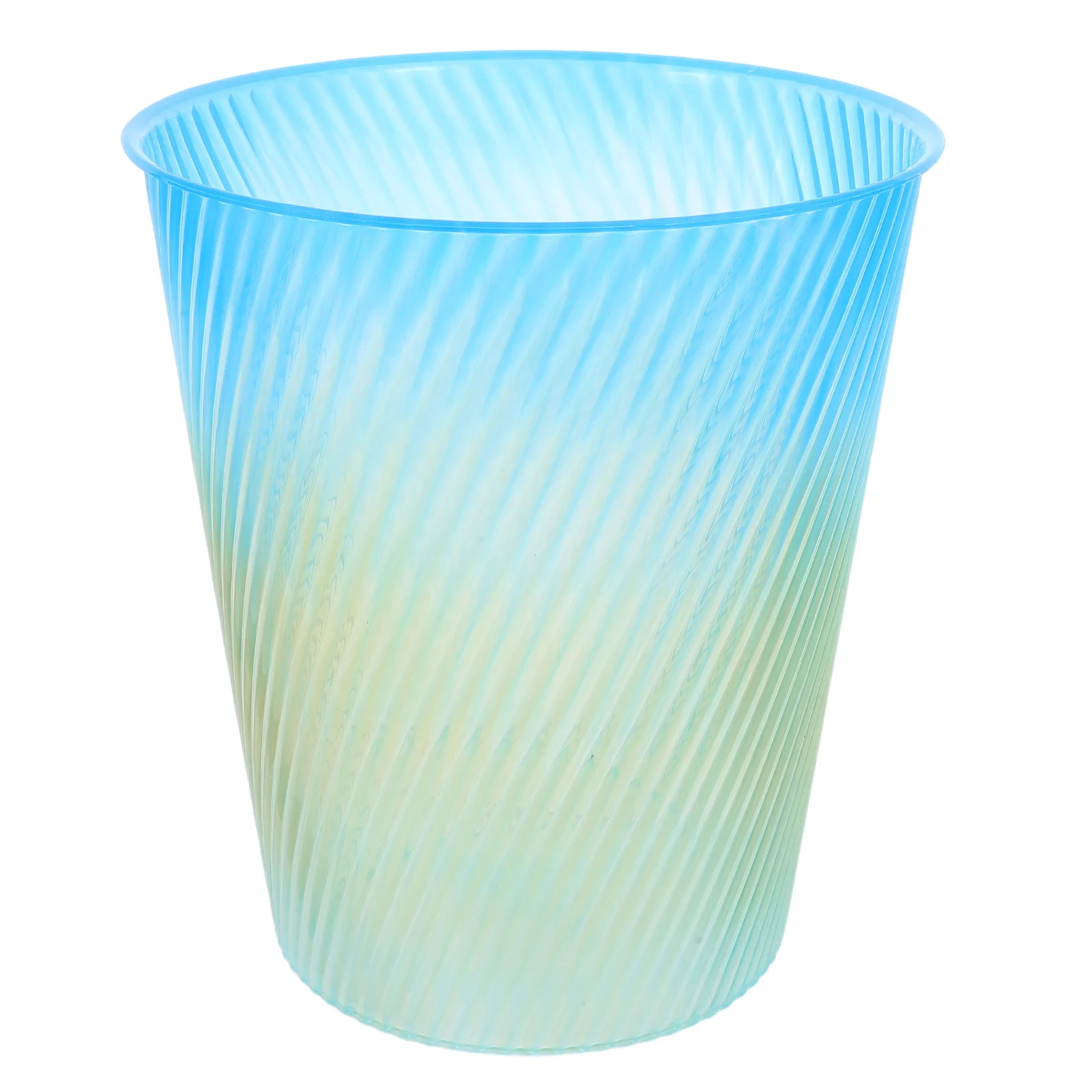 

Stylish Gradient Plastic Trash Can Ribbed Design Decorative Wastebasket for Bathroom Bedroom Office Living Room Compact Reusable