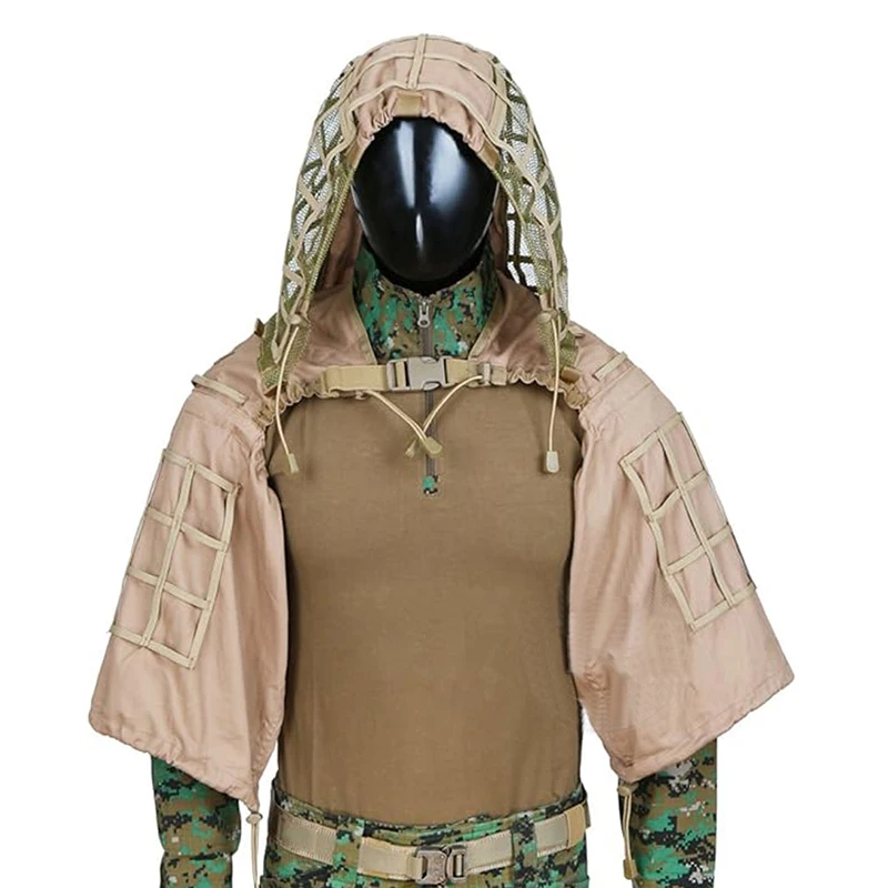 Ghillie-Anzug, taktischer Scharfschützmantel, Viper-Kappen, Jagdmantel, Material und Farbe optional, Tarnkleidung für Airsoft-Paintball – Detail 36