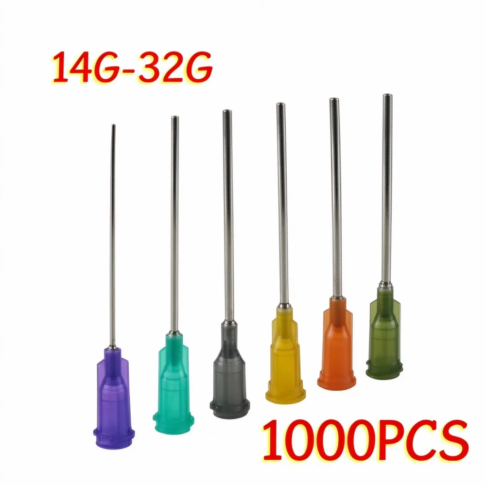 1000pcs 10G-30G 1.5 Inch Stainless Steel Dispensing Needle Spiral Mouth Glue Needle 38mm Dispensing Needle for Filling E-liquid