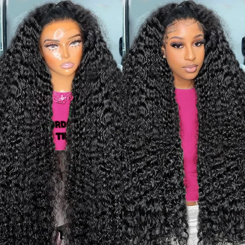 50 52 Inch 13x4 13x6 Full Frontal HD Transparent Lace Long Deep Wave Brazilian Remy Human Hair Pre plucked Wigs 200 Density