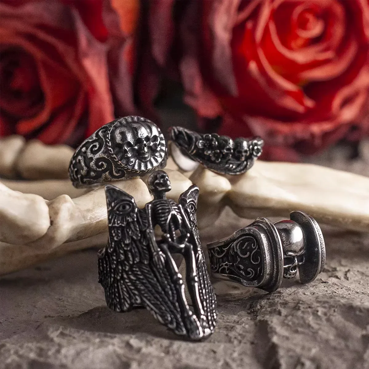 2026 NIGHT WORKS 'The Ruins of Paradise' Medieval Dark Gothic Style Large Skull Ring New