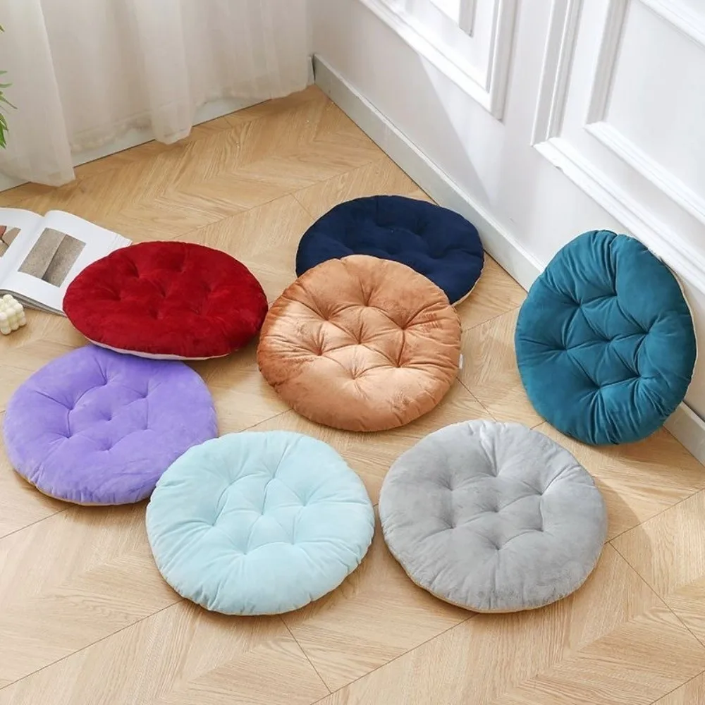 Durable Nap Pillow Round Pad Thicken Solid Color Seat Cushion Non-slip Chair Cushion Dining