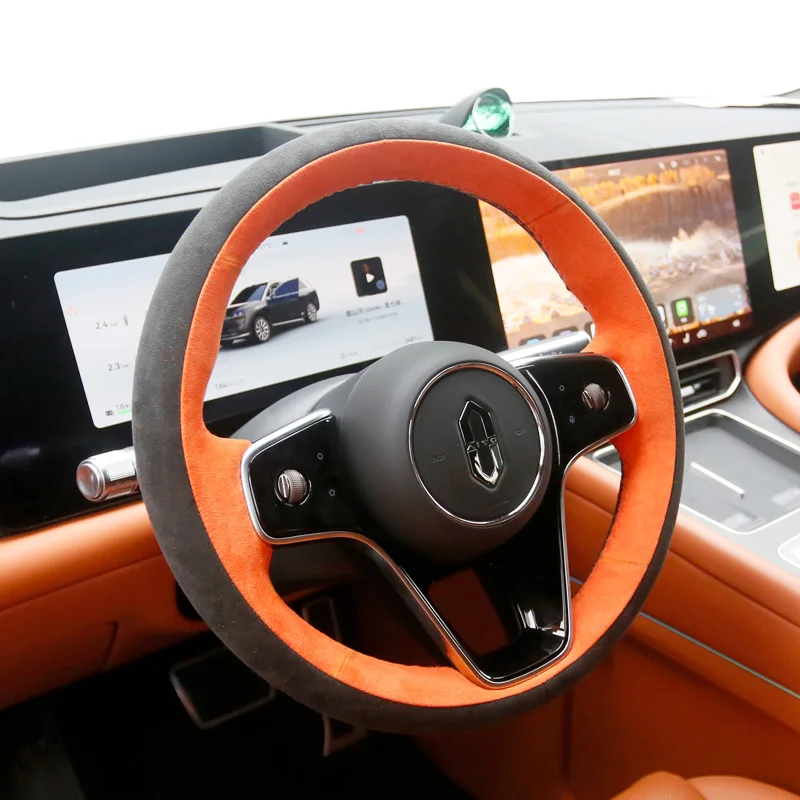 

All Suede for AITO M9 2024 Diy Hand Sewing Car Steering Wheel Cover Protection Shell Decoration Interior Car Accessories