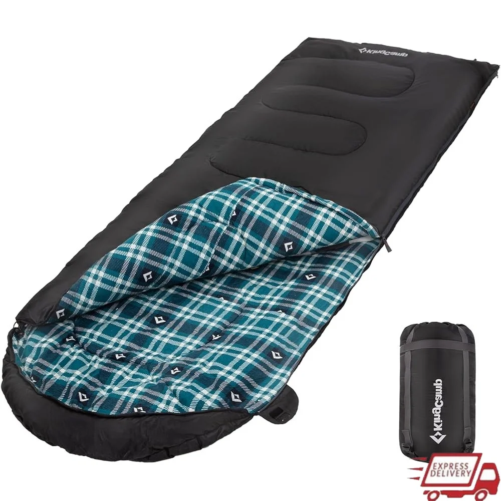 

XL Adult Sleeping Bag Cold Weather Flannel Double Filled Portable Waterproof Compression Sack Camping Hiking Travel