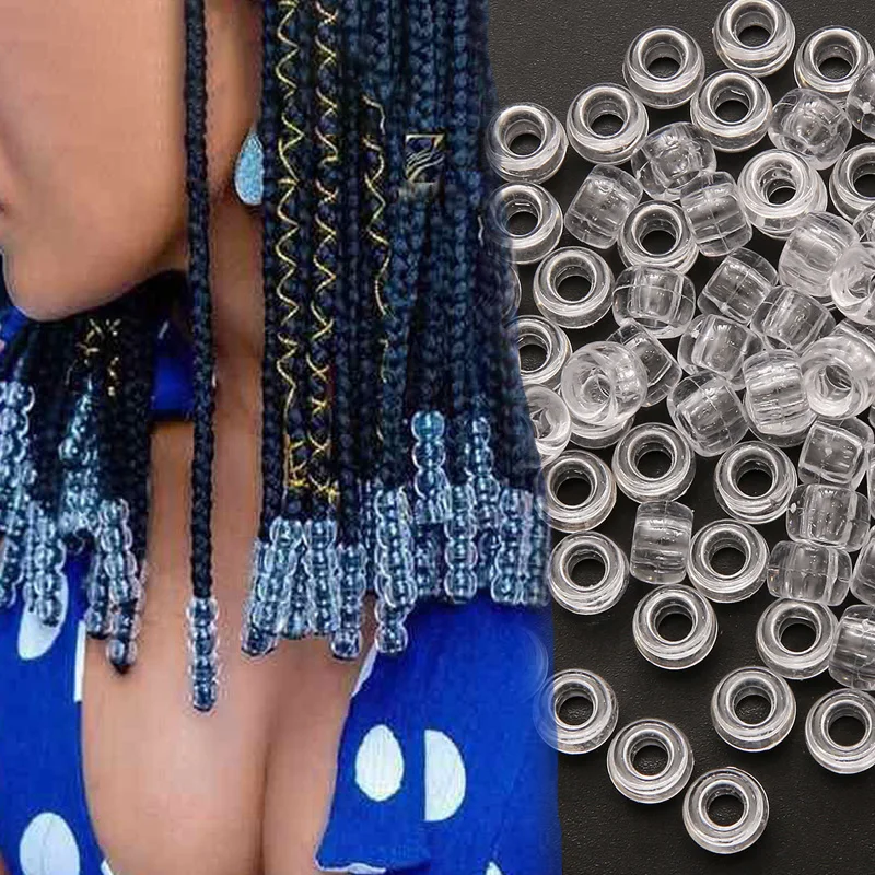 

50Pcs 100Pcs Transparent 4mm Big Hole Dreadlock Beads for Jumbo Braids Dreadlock Resin Clear For Hair Accessories Styling Tool