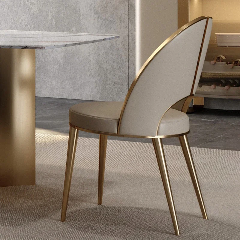 Luxury Gold Legs Dining Chairs Modern Minimalist Ergonomic Waiting Chair Lounge Dressing Table Unique Silla Comedor Furniture