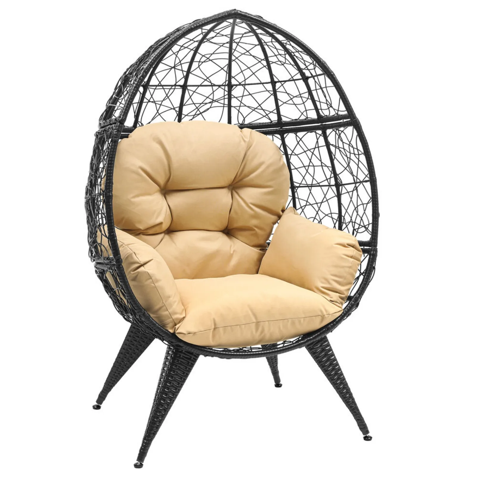 Teardrop Egg Chair Freestanding Patio Wicker Oversized Lounger with Cushion United States