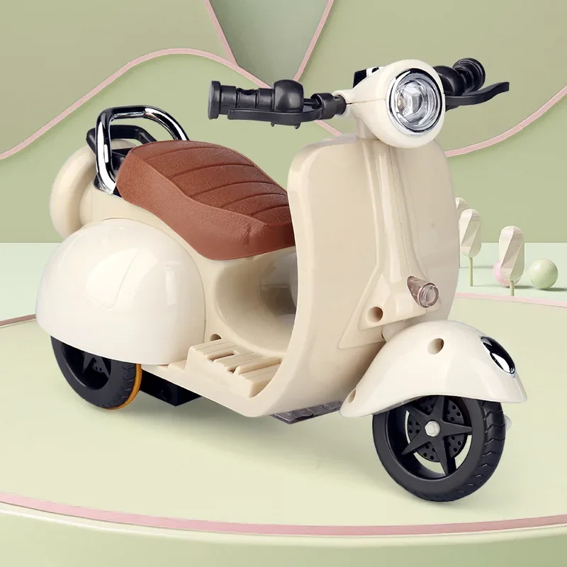 Mini Electric Motorcycle Toy for 17cm Doll Retro Light Up Spinning Wheels Metal Model Accessory Only Vehicle Doll Not Included