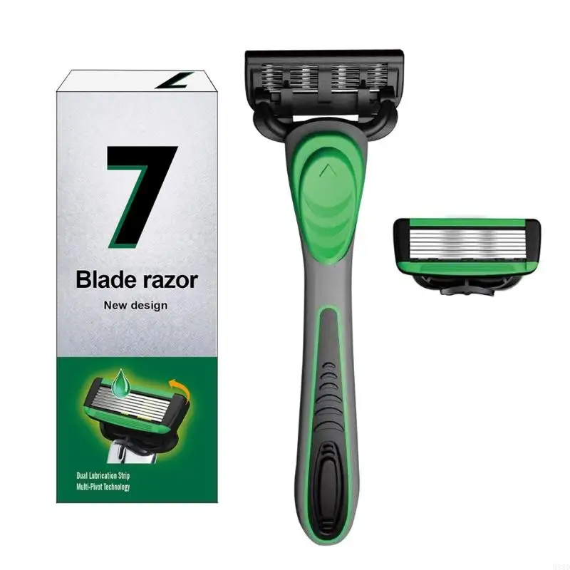 918D 7 Lớp bộ cạo râu có thể hoán đổi cho nhau với tay cầm cao su có trọng số quà Giáng sinh cho nam giới