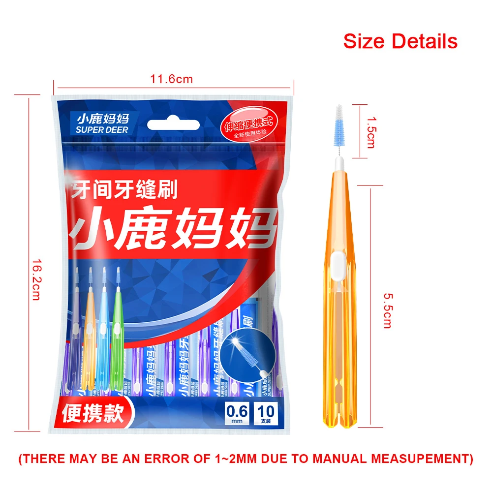 Fawnmum Telescopic Design Interdental Brush Braces for Teeth Cleaning Brushes Single Individual Packaging Orthodontic Oral Care