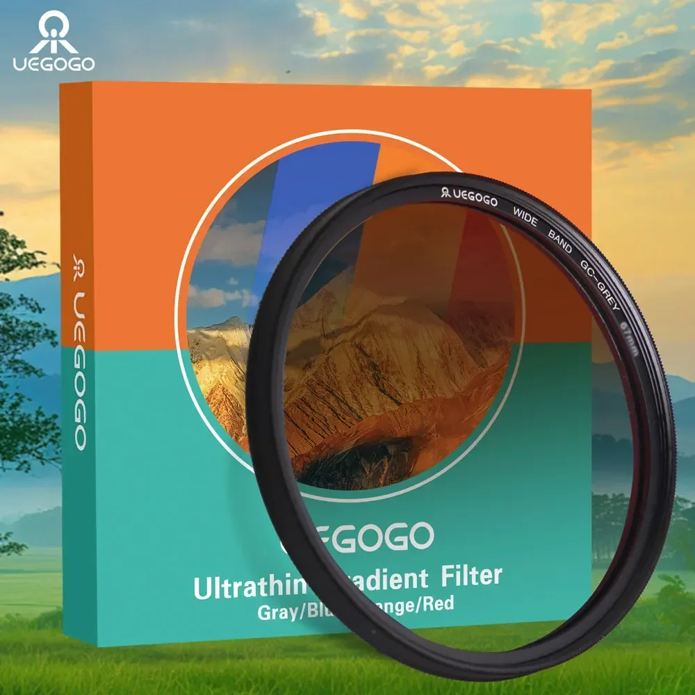 UEGOGO Gnd Filter 55 62 67 72 82 mm Gradient Red Orange Blue Grey For Camera Canon Lens M50 600d Nikon D5100 D5600 Sony A6000