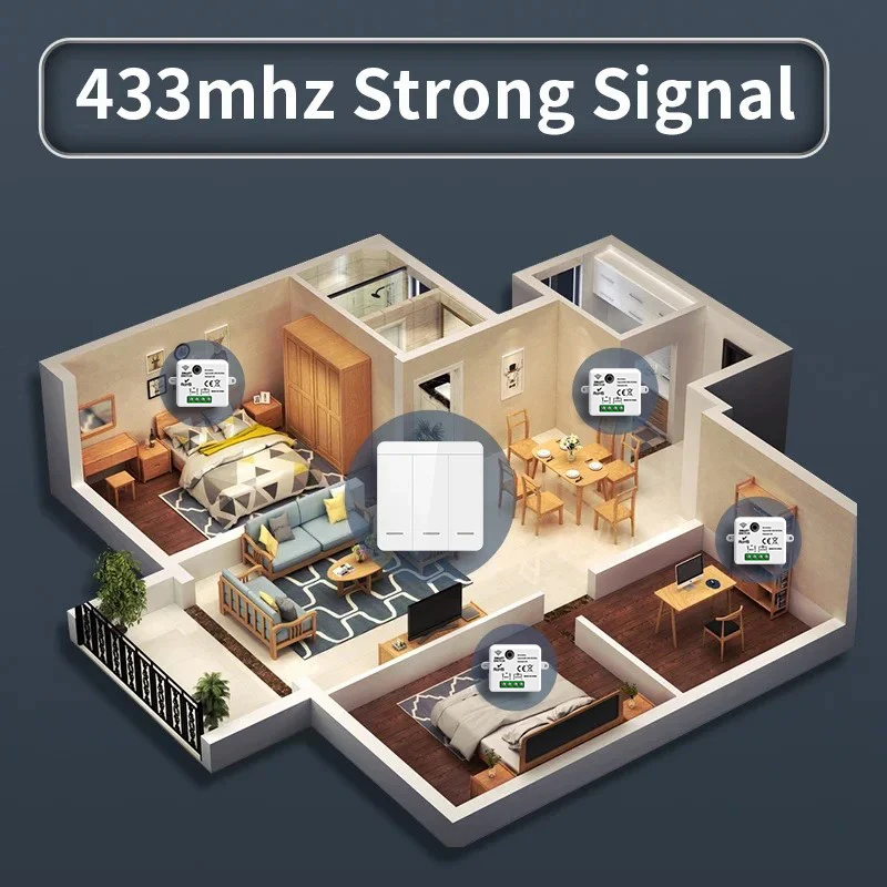 86 Wireless Smart RF 433Mhz Wall Panel with Remote Control 1/2/3gang Mini Relay Receiver Home Led Light Lamp Switch