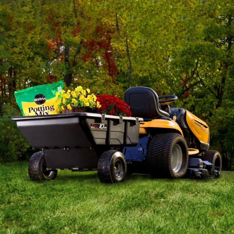 10 cu.ft. 650lb Heavy Duty Tow-Behind Poly Utility Cart & Dump Trailer with Compression Molded Bed & Built-in Zerk Fitting