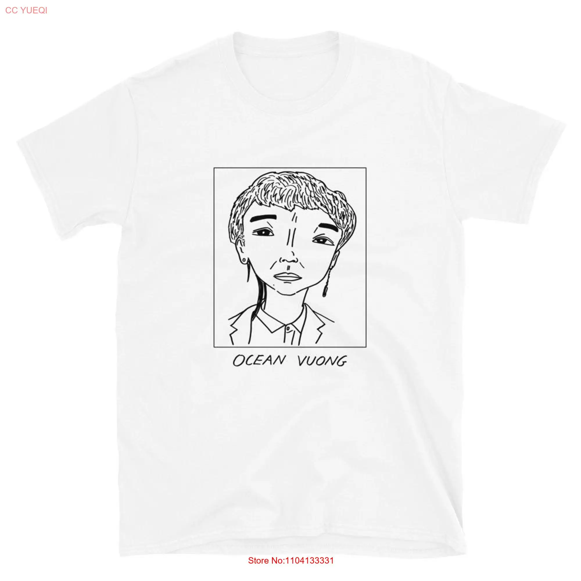 Badly Drawn Authors Ocean Vuong T Shirt FREE Worldwide Delivery long or short sleeves