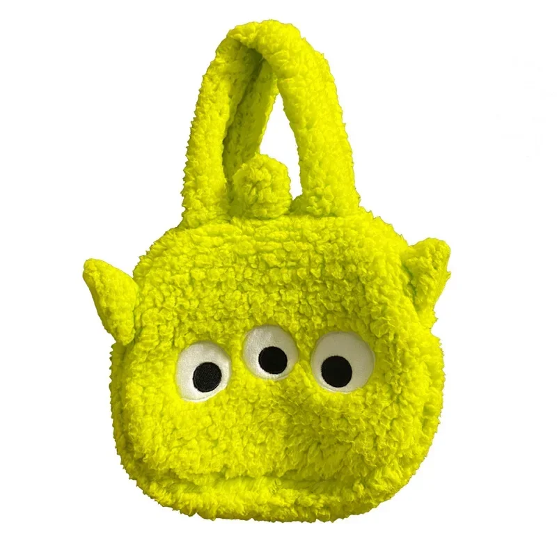 HOT Japanese Style Series Bear Head Three-eyed Monster Plush Handbag Sweetheart  Velvet Wrist Bag Anime kawaii Cartoon