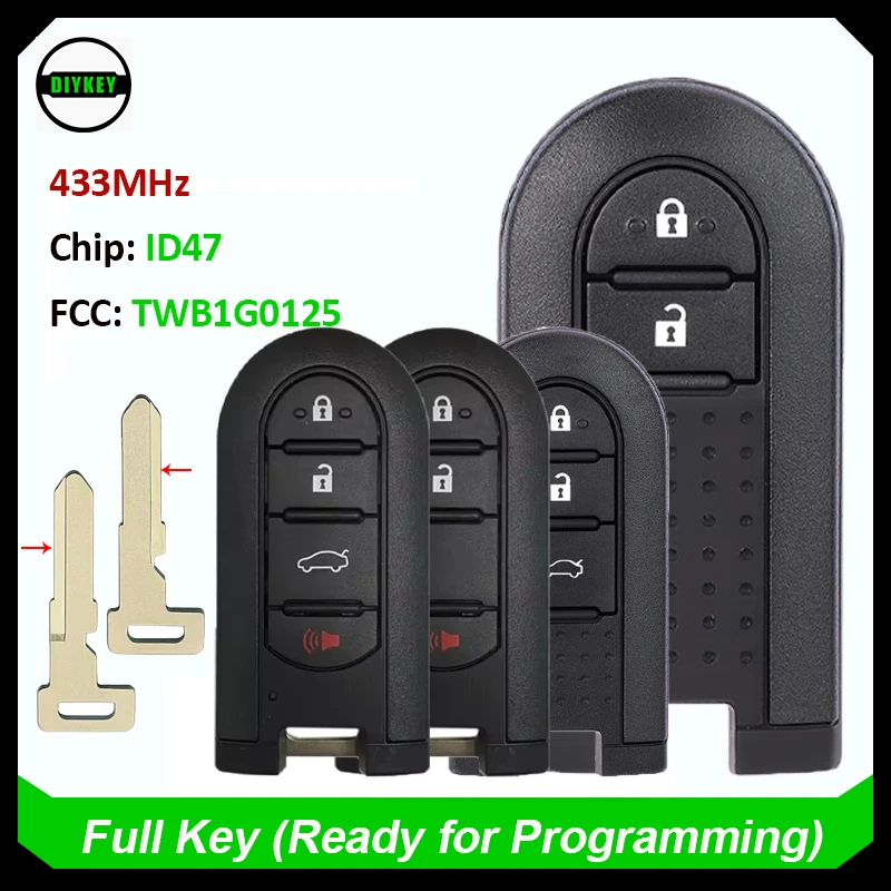 DIYKEY 2/3/4 Buttons Smart Remote Key Fob FSK 433.92MHz ID47 Chip for Toyota Rush Daihatsu Terios 2018 2019 2020 2021 TWB1G0125