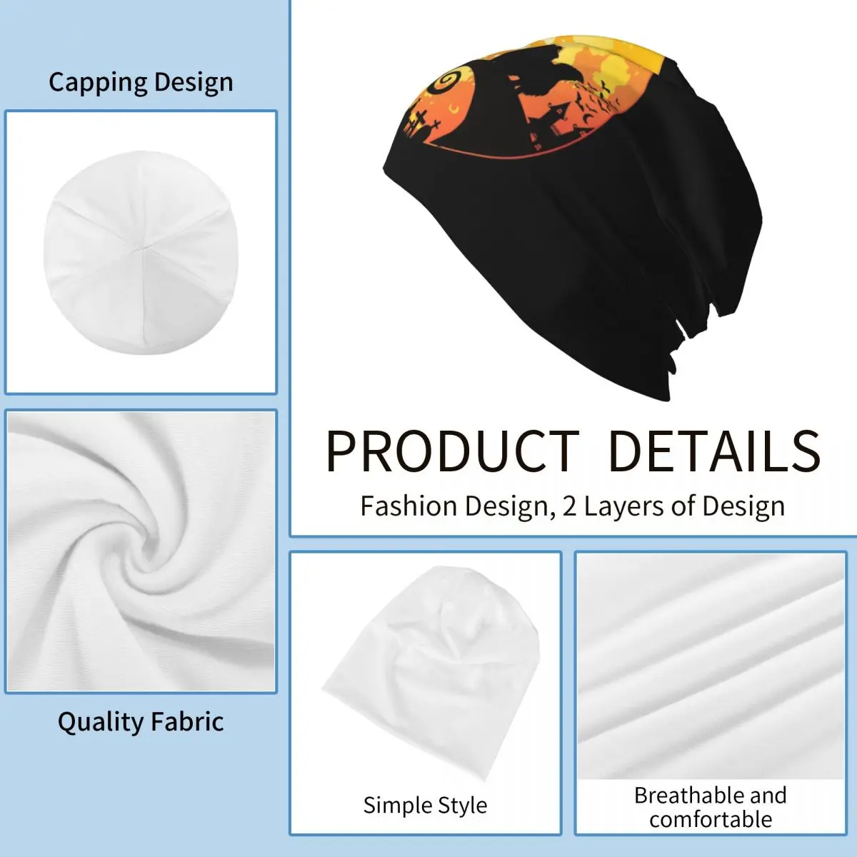 بكين الكلب والقمر هالوين Skullies قبعة حريمي دافئة الخريف الشتاء في الهواء الطلق قبعة محبوك بونيه قبعات للرجال النساء الكبار