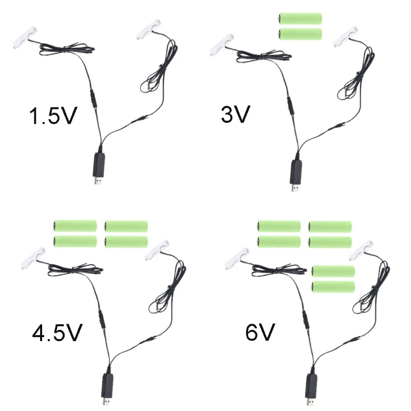 2in1 USB to 1.5V 3V 4.5V 6V AA Battery Can Replace 1-4AA Batteries for Toy Flashlight for Smart Door Lock