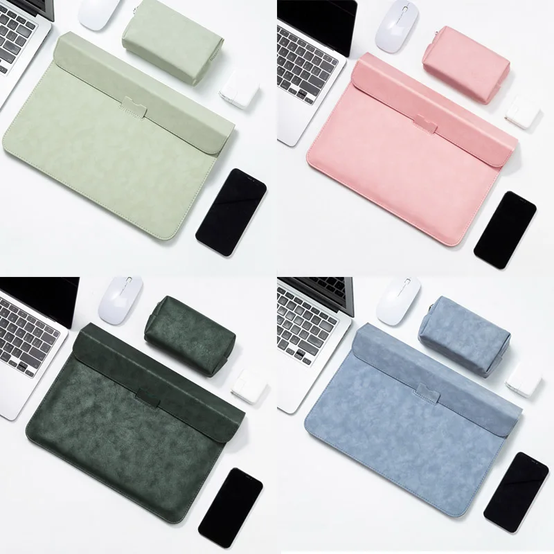 Laptop Bags Cases Stand for Xiaomi Air 12.5 Redmibook 13 Pu Leather Notebook Sleeve 13.3 Pro 15.6 14S Waterproof Protecive Cover