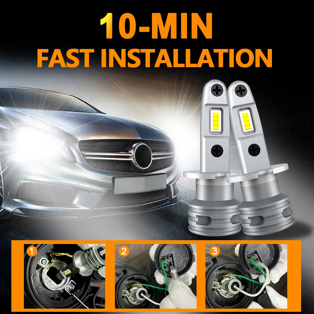 DriveVision 2pcs H3 Led 24v Truck Led Lamp Mini Size for Car 12V Led Bulb Auto Fog Light 6500K 4300K  3000K