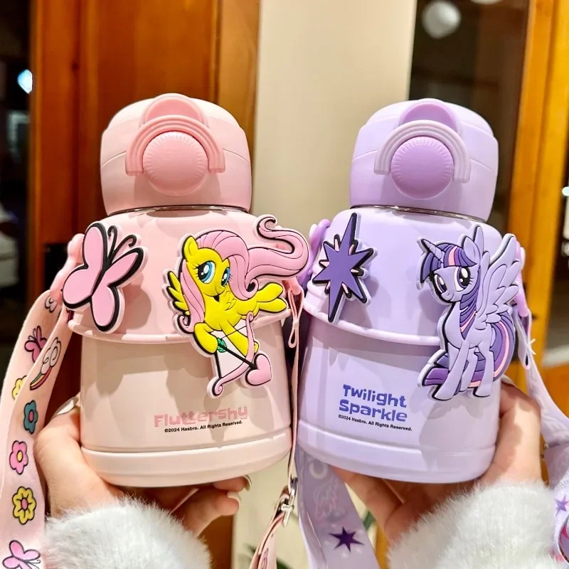 My Little Pony Children's Double Drink Thermos Cup with Straw for Boys and Girls Cartoon Kawaii Stainless Steel 316 Cup Kettle