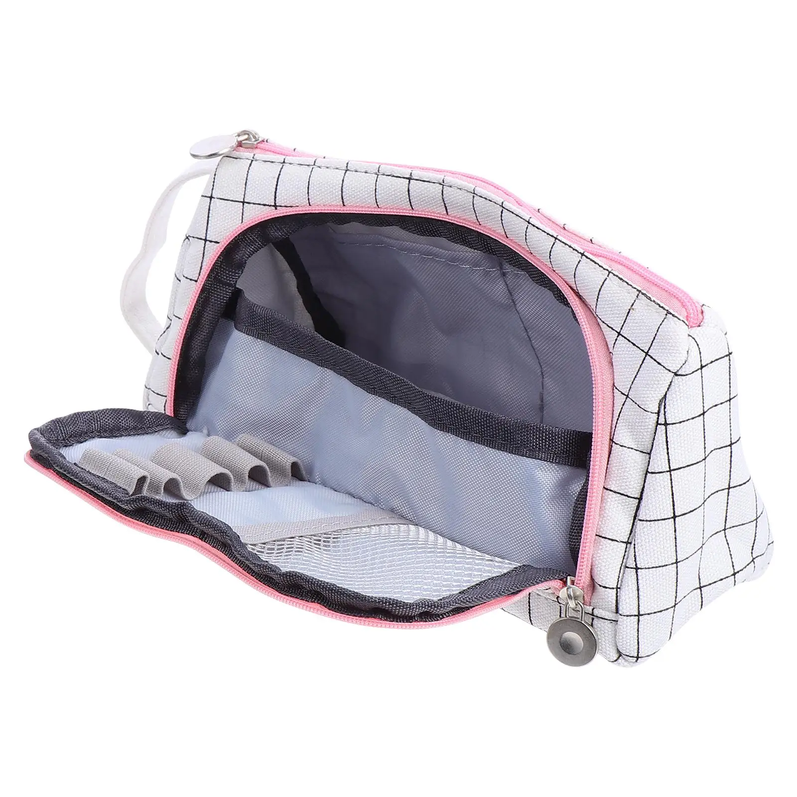 Large Capacity Bag Canvas Pouch Stationery Zipper White Stationery Pouch Handheld Travel Desk Organizer Storage