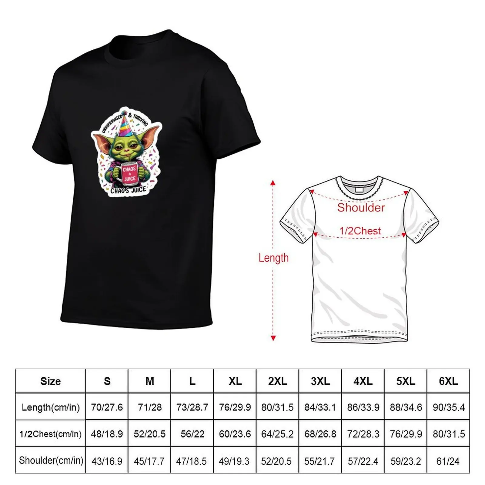 Unsupervised and Thriving – Chaos Juice Funny Alien Party Sticker T-Shirt anime figures hippie clothes tee shirts for men