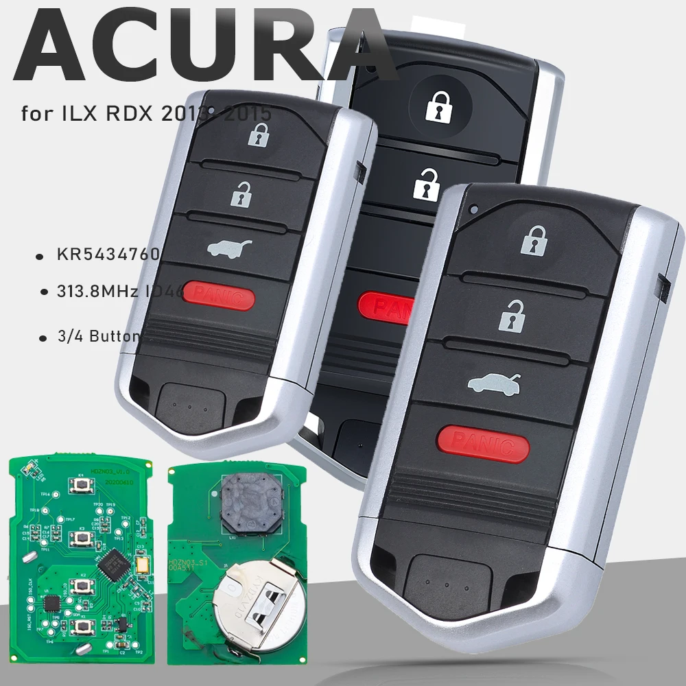 

KEYECU KR5434760 313,8 МГц ID46 Смарт-брелок для вторичного рынка с 4 кнопками для 2013 2014 2015 Acura ILX RDX