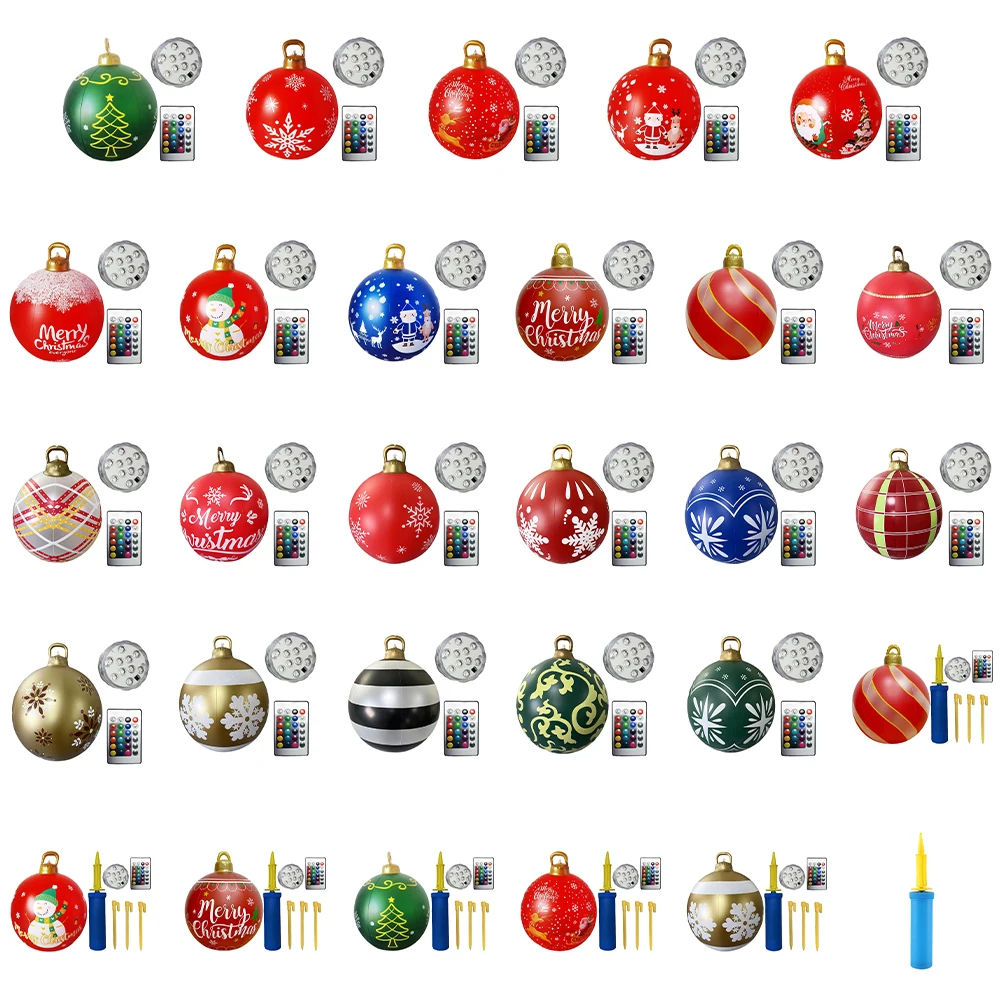 60cm Giant Atmosphere Ball PVC Glow Christmas Tree Hanging Ornament with Light Waterproof Home Garden New Year Party Decoration
