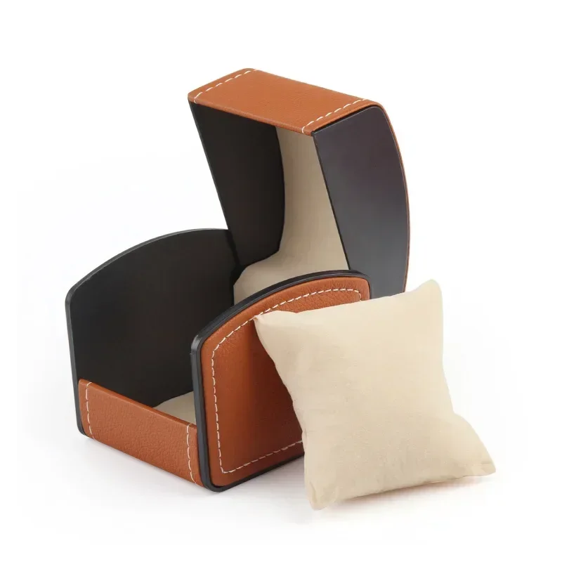 Portable Watch Box PU Leather Watch Case Organizer Storage Holder for Men Women Bracelet Vintage Jewelry Box with Leather Pillow image 4