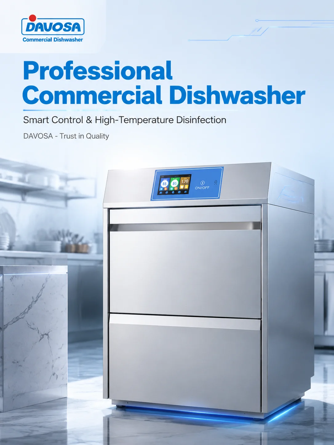 Built in Thickened Structure Stable Performance Bar and Pub Glass Washing Equipment Under Counter Automatic Dishwashing Machine