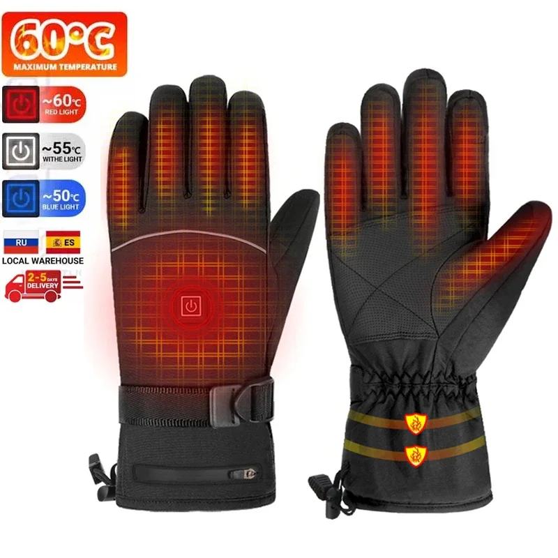 

Winter Heated Gloves 4000mah USB Heated Gloves Snowboard Touchscreen Full Fingers Gloves Camping Skiing Moto Motorcycle Gloves