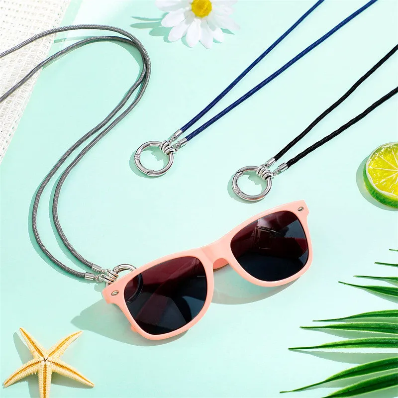 Eyeglass Holder Necklace Simple Nylon Long Rope Chain with Circle Ring Pendant Necklace For Sun Glass Storage For Outdoor Travel