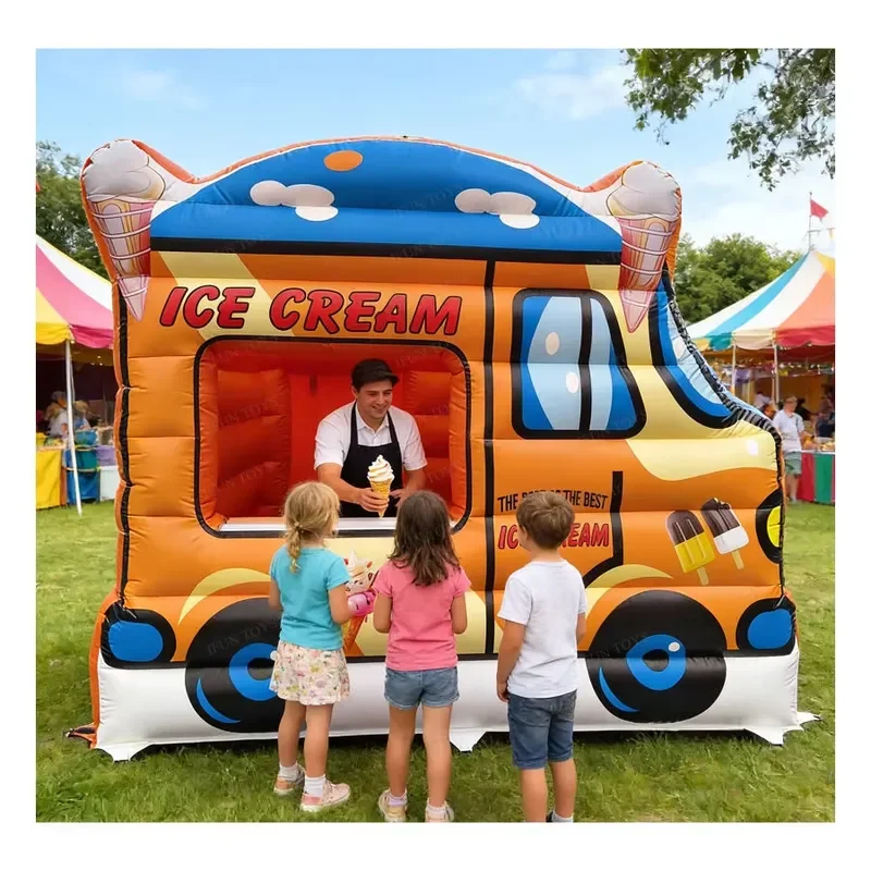 Commercial Outdoor Yellow Portable Inflatable Lemonade Tent Concession Stand Booth with Electric Blower 5m for Party Use